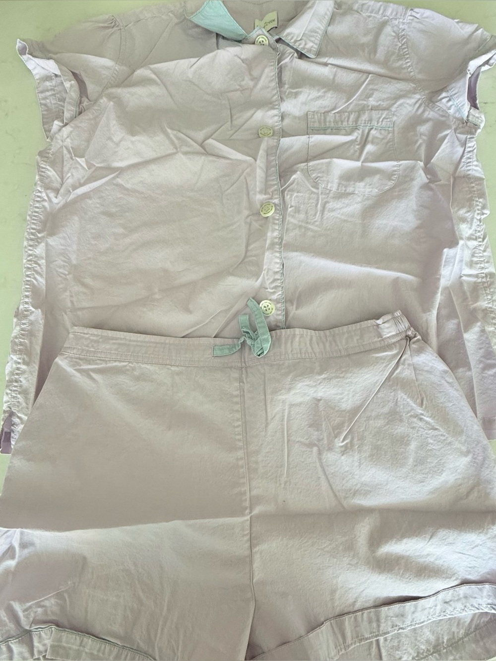 Light Lavender Women's Pajama Short Set with Mint Accent